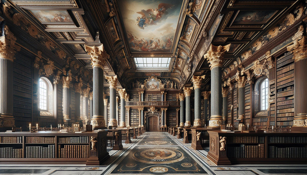 European classical library wallpaper murals | Luxurious palace style - Carving wallpaper