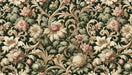 European floral wallpaper mural | Dark green as the base color, pink flowers - Carving wallpaper