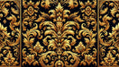 European Luxury Black & Gold Wallpaper Mural for Living Room & Bedroom - opulent black background with intricate gold baroque pattern
