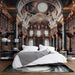 European Palace Library Wallpaper Mural - Brown Gold Luxury: grand European library backdrop with ornate architecture and rich browns and golds, perfect luxury bedroom mural