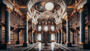 European Palace Library Wallpaper Mural - Brown Gold Luxury