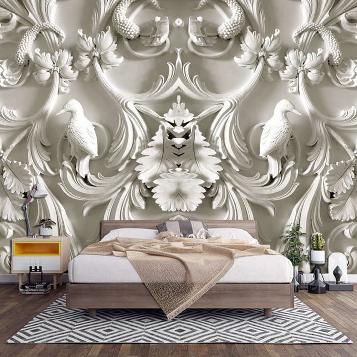 European relief art style wallpaper mural | Luxury decorative wall in living room and study