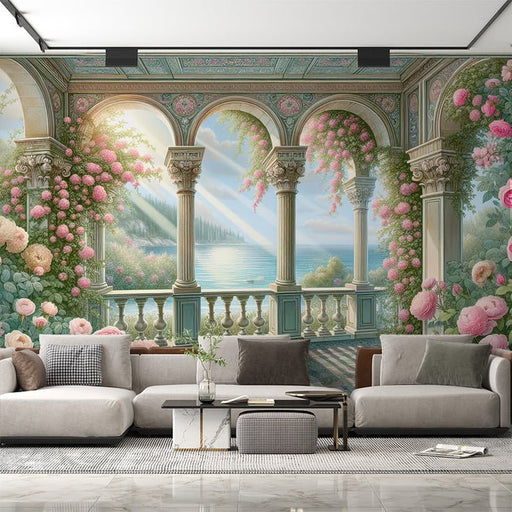 European Rose Gallery Wallpaper Mural | Seaside Landscape - Carving wallpaper
