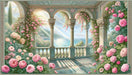 European Rose Pergola Seaside Mural Wallpaper - Elegant Floral & Coastal Wall Decor for Bedroom, Living Room