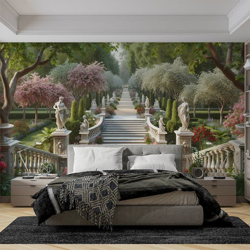 European Royal Garden Wallpaper Mural | Statue Flower Trail - Carving wallpaper