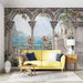 European style sea view arch wallpaper mural | Romantic decoration in living room and bedroom