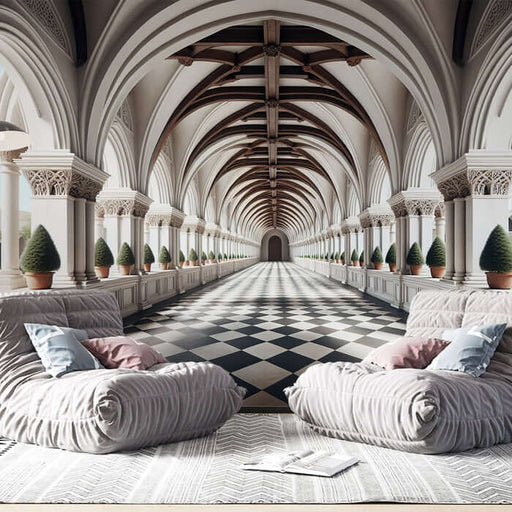 European style arcade wallpaper mural living room corridor light luxury decorative wall