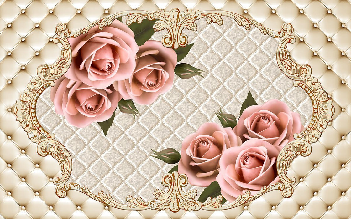 European style rose relief wallpaper mural | Luxury decoration in living room and bedroom - Carving wallpaper