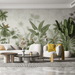 Exotic Jungle Wallpaper Mural | Banana Parrot Monkey - Carving wallpaper