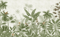 Exotic Jungle Wallpaper Mural | Banana Parrot Monkey - Carving wallpaper