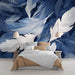 Feather themed wallpaper mural | Blue and white gradient colors - Carving wallpaper