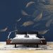 Feather Wallpaper | Deep Blue - Carving wallpaper