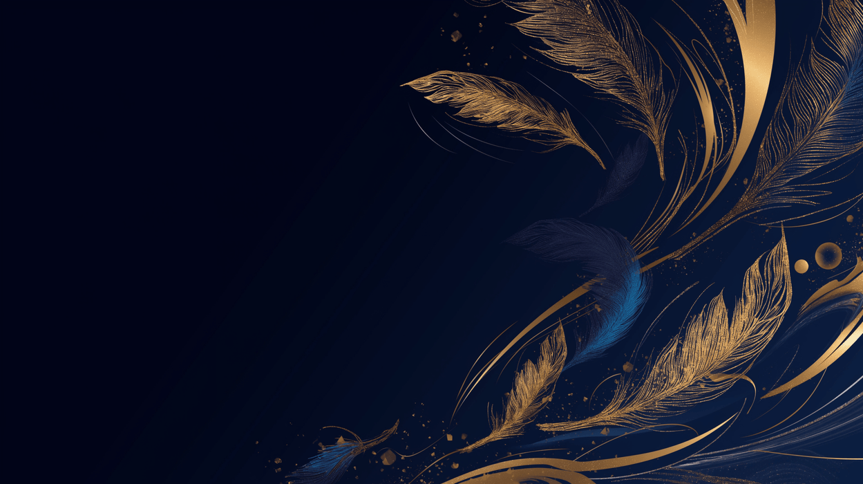 Feather wallpaper mural | Deep blue and gold tips - Carving wallpaper