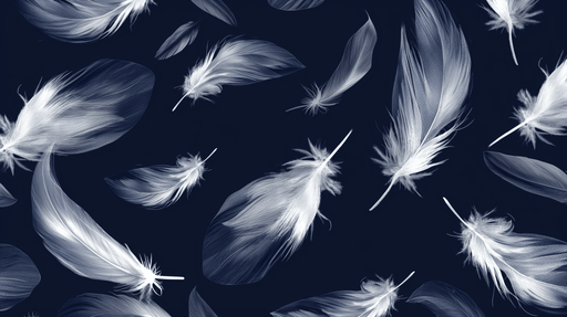 Feather Wallpaper Mural | Deep Blue and White - Carving wallpaper