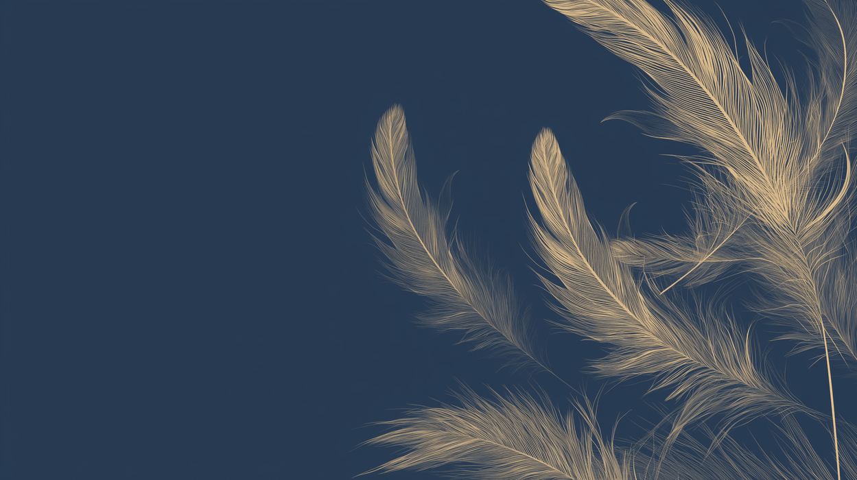 Feather Wallpaper Mural | Gold on Blue Background - Carving wallpaper