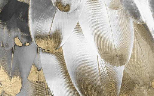 Feather wallpaper mural | Grey gold abstract texture mural - Carving wallpaper