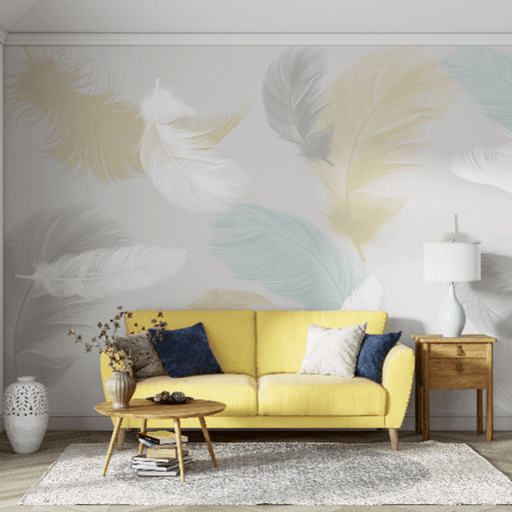 Feather wallpaper mural | pale color feather wallpaper - Carving wallpaper
