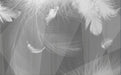 Feather wallpaper mural | white feather wallpaper on grey background - Carving wallpaper