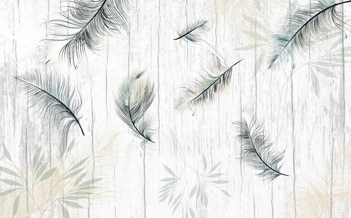 Feather wood grain wallpaper mural | Showcasing elegant and fresh style - Carving wallpaper