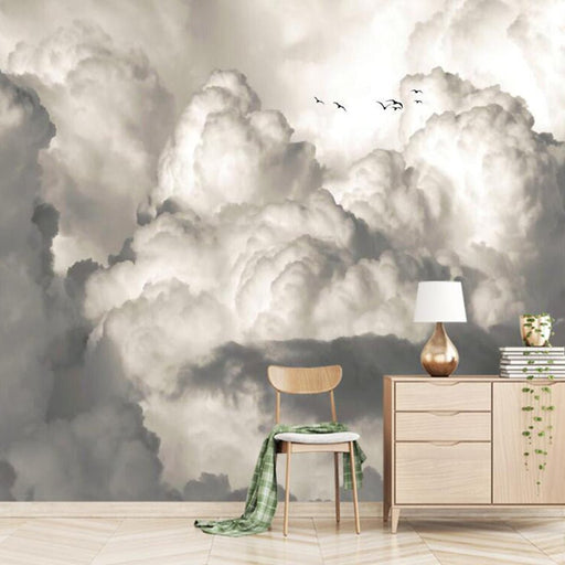 Fengyun Wallpaper Mural | Dreamy Clouds, Sea, Flying Birds, Natural Wind Wallpaper - Carving wallpaper