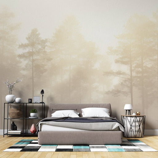 Fir Wallpaper Mural | Misty Forest - Carving wallpaper