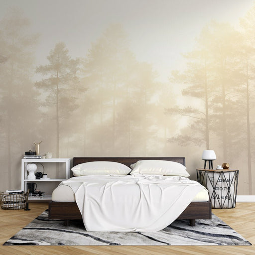 Fir Wallpaper Mural | Misty Forest - Carving wallpaper