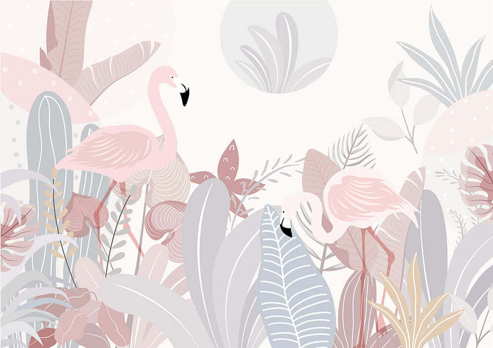 Flamingo Tropical Wallpaper Mural - Elegant Nature-Themed Decor