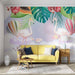 Flamingo wallpaper mural | flamingos and hot air balloons painted together - Carving wallpaper