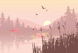 Flamingo Wallpaper Mural | Showcasing the Beauty of Flamingos and Forests - Carving wallpaper