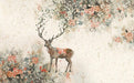 Floral Antler Forest Wallpaper Mural | Blooming Elk in Botanical Harmony – Tranquil Nature-Inspired Wall Décor