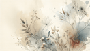 Floral wallpaper with beige and blue watercolor tones featuring wildflowers and herbs - Carving wallpaper