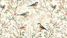 Flower and bird pattern wallpaper mural | Colorful birds - Carving wallpaper
