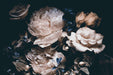 Flower art wallpaper mural | Dark style wall decoration - high-end vintage bouquet oil painting-inspired floral art wallpaper for dramatic wall decor