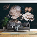 Flower art wallpaper mural | Dark style wall decoration features a luxurious vintage bouquet dark-toned floral wallpaper with oil painting textures for an art gallery mood
