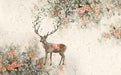 Flower Elk Wallpaper Mural | Natural Wind Mural Combining Flower Elk - Carving wallpaper