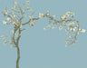 Flower mural wallpaper | Blue background with white flowers, simple and fresh style flower mural - Carving wallpaper