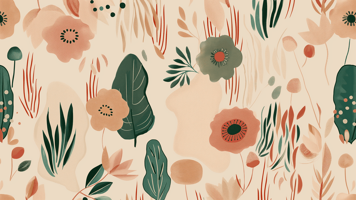 Flower pattern wallpaper mural | Multi colored vegetation - Carving wallpaper