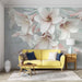 Flower themed mural wallpaper | Elegant lilies create a warm atmosphere - Carving wallpaper