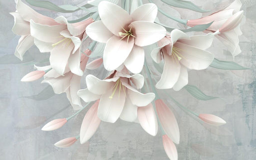 Flower themed mural wallpaper | Elegant lilies create a warm atmosphere - Carving wallpaper