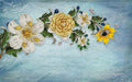 Flower wallpaper mural | Blue background with diamond inlaid flowers - Carving wallpaper
