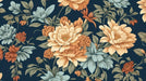 Flower wallpaper mural | Deep blue background - Carving wallpaper