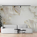Flower Wallpaper Mural | Gold and White Colored Flowers - Carving wallpaper