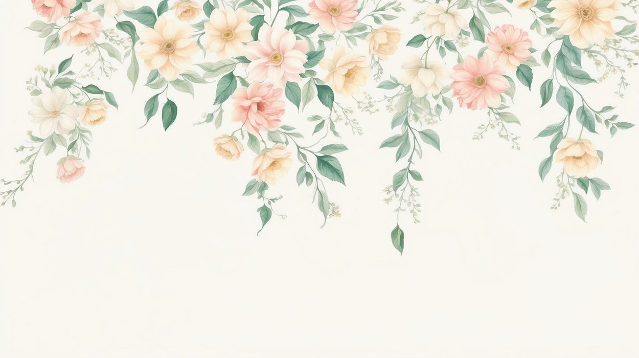 Flower wallpaper mural | Light toned plants - Carving wallpaper