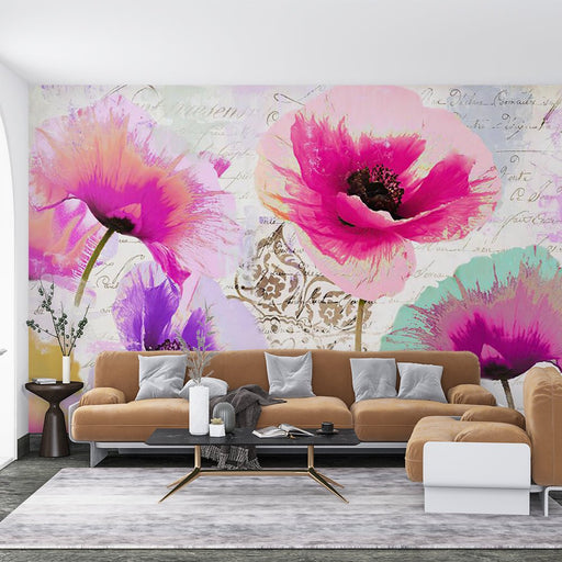 Flower wallpaper mural | romantic gorgeous, artistic sense - Carving wallpaper