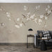 Flowers and birds wallpaper mural | white plum blossoms - Carving wallpaper