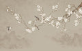 Flowers and birds wallpaper mural | white plum blossoms - Carving wallpaper