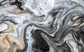 Flowing sand wallpaper mural | Fluid art style mural blending gray, black, and gold - Carving wallpaper