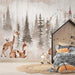 Forest Animal Mural Wallpaper | Little Deer, Squirrel, Little Bird, Children - Carving wallpaper