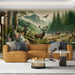 Forest Animal Wallpaper Mural | Hare, Elk, Squirrel - Carving wallpaper