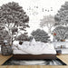 Forest Art Dream Wallpaper Mural | Black & White Tree Line & Bird Design for Study & Living Room